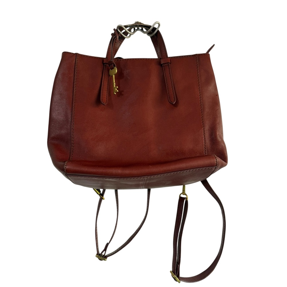 Fossil Camilla Convertible Backpack Tote Mahogany Brown Leather Bag ZB7517